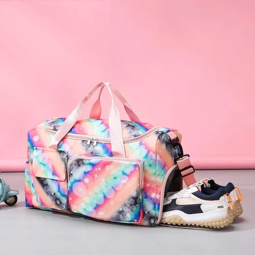 Vista 284 de Pequeña bolsa de gimnasio para mujer, bolsa de viaje con compartimento para zapatos