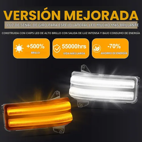 Vista 2 de Gempro Luces LED Secuenciales Ámbar de Espejo Lateral Marcador Señales de Giro Luces Blancas de Estacionamiento y Carga Switchback Lámparas