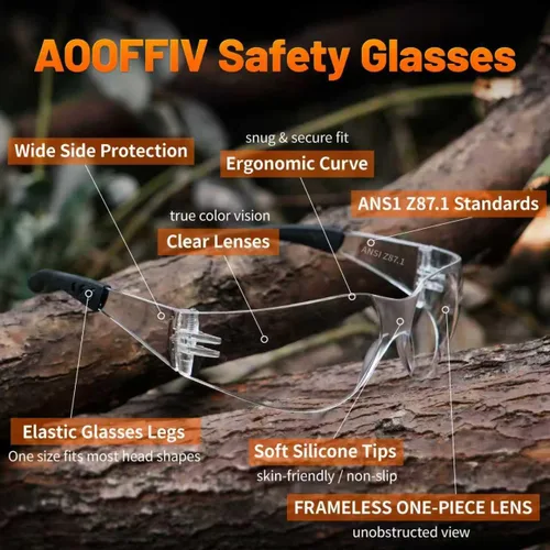 Vista 2 de Gafas de seguridad transparentes a granel de 100, lentes resistentes a impactos ANSI Z87.1, protección ocular para laboratorio, construcción