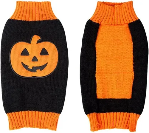 Vista 4 de Suéter con calabazas para perros BOBIBI, día festivo Halloween, ropa para mascotas, m