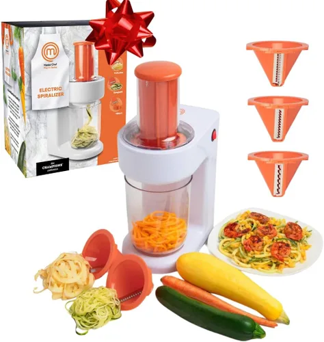 Vista 7 de MasterChef Espiralizador eléctrico 3 en 1 para hacer pasta de fideos vegetales, hecho en casa, bajo en carbohidratos, keto, vegano, sin gluten