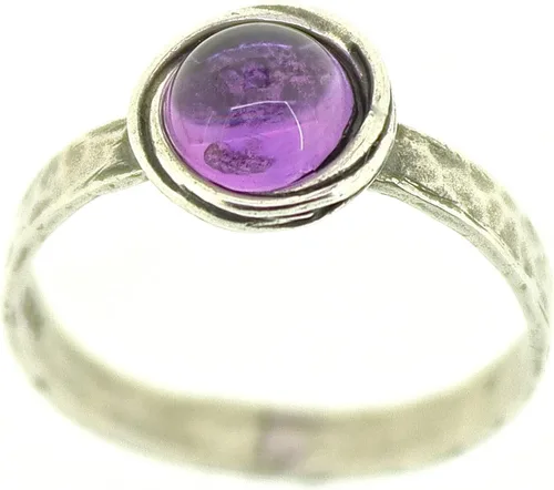Vista 39 de Anillo de plata de ley con piedras preciosas para mujer, anillo apilable de piedra martillada, anillo de piedra natal