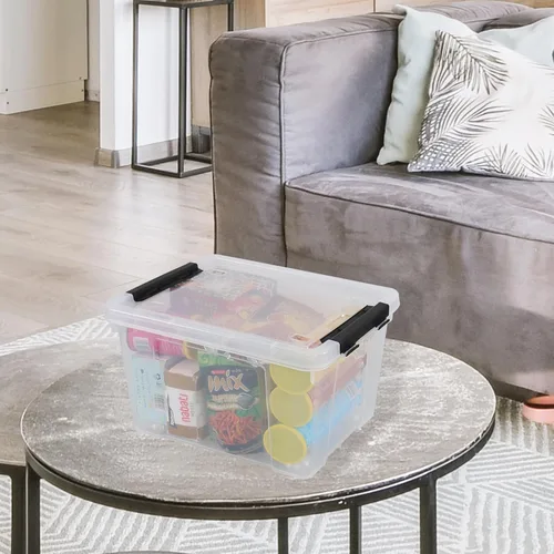 Vista 5 de Obstnny 4 paquetes de caja transparente de 22 cuartos de galón con ruedas, contenedor de almacenamiento con tapa de plástico Clear