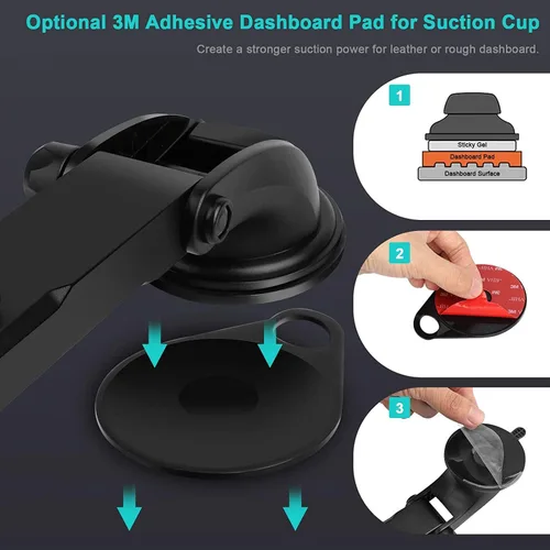 Vista 6 de Xishwon Car Dashboard & Windshield Tablet Mount Holder, 360° Rotation Window Dash Stand for iPad Pro 12.9/11/10.5/9.7/Air/Mini, Galaxy Tab