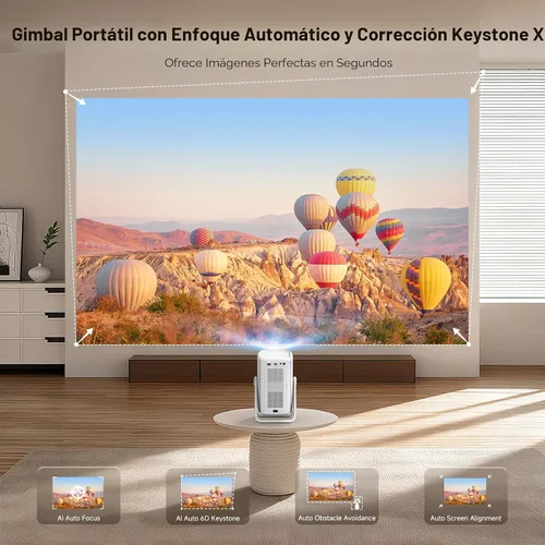 Vista 4 de Proyector 4K para Exteriores [Lanzamiento Corto/1200ANSI/Aplicaciones Integradas] con WiFi y Bluetooth, Proyector de Enfoque Automático con Soporte