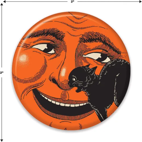 Vista 3 de Beistle 6 piezas Vintage Halloween Party Supplies Cat & Moon Pinback botón Pinback, 2 pulgadas, naranjanegro