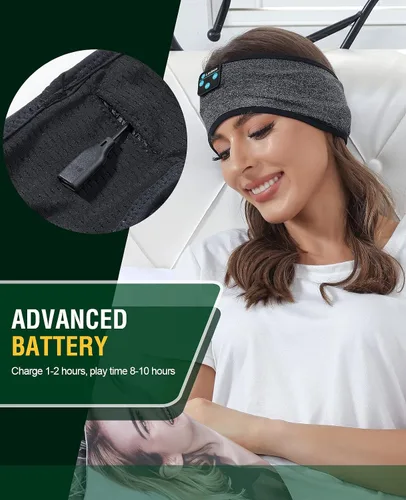 Vista 6 de Auriculares para dormir, audífonos para dormir, auriculares con diadema Bluetooth, cómodos auriculares para dormir de lado con altavoces estéreo