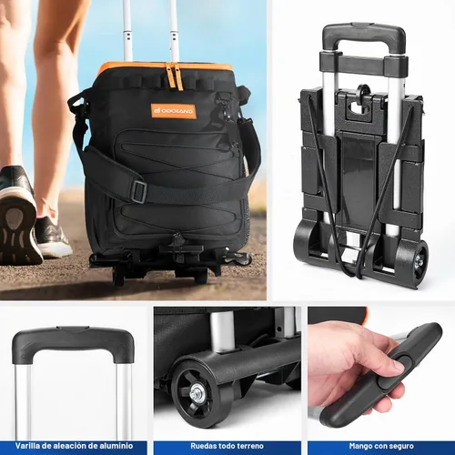 Vista 7 de Odoland 72 Can Rolling Cooler, Leakproof Insulated Cooler Bag with Handle 2-in-1 Collapsible Trolley Cart, Camping & Tailgating - Portable Travel