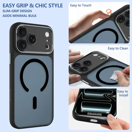 Vista 4 de ZIYE Funda magnética hecha para iPhone 17 Pro Max de 6.9 pulgadas [compatible con MagSafe] TPU suave y policarbonato duro, funda delgada