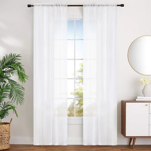Vista 119 de MYSTIC-HOME Juego de cortinas de niveles transparentes blancas para cocina de 24 pulgadas de largo, tratamiento de cortinas para ventanas pequeñas