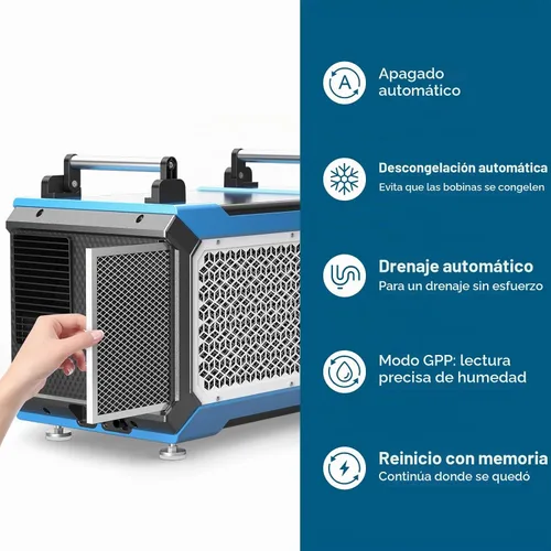 Vista 4 de ARGENDON 145 Pint Crawl Space/Basement Dehumidifier with Drain Hose Azul ana Blanco