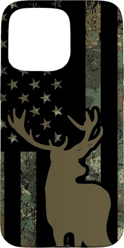 Vista 27 de Funda de camuflaje para iPhone 13 con diseño de alce y caza de bandera americana