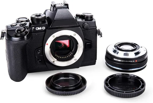 Vista 3 de Paquete de 2 tapas de cuerpo de montaje micro 4/3 y cubierta de lente trasera para cámaras y lentes M4/3 Para Olympus OM-5 OM-5II OM-3 OM-1 OM-1II