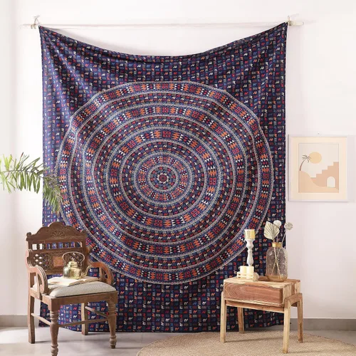 Vista 10 de Popular Handicrafts - Tapiz para colgar en la pared con diseño hippie de mandala bohemia, psicodélico, indio de pavo real, para meditación, gitano