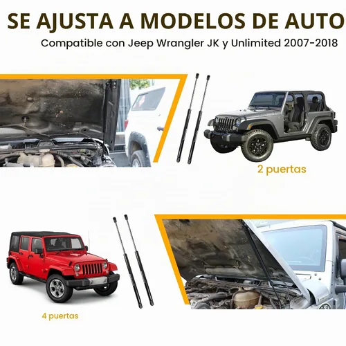 Vista 3 de Kit de asistencia de soporte de elevación de puntales de capó RERPRO compatible con Jeep Wrangler JK Unlimited 2/4 puertas 2007-2018 Accesorios