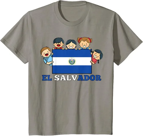 Vista 34 de Camiseta salvadoreña del Mes de la Herencia Hispana con la bandera de El Salvador para niños, Negro