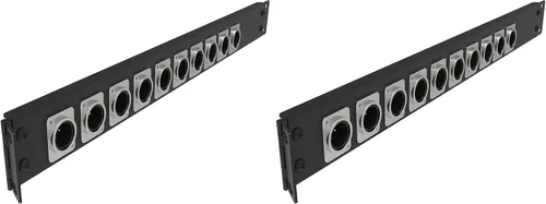 Vista 9 de Panel de conexión con bisagras de 12 puertos, pasos/orificios, conectores tipo D de 1U de 19 pulgadas para montaje en rack, audio con lado