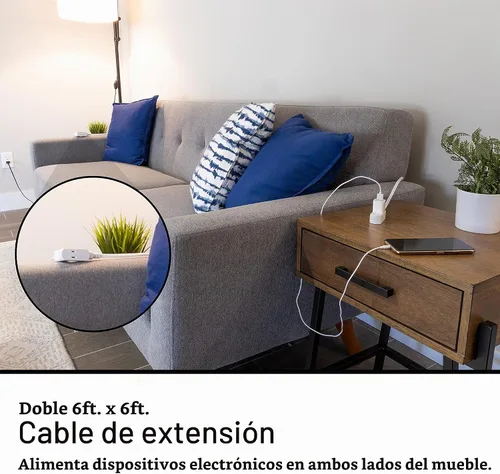 Vista 3 de Cable de extensión de 6 pies, 3, enchufe plano, 2 puntas, calibre 16, cubierta de salida de seguridad, clasificación interior, perfecto