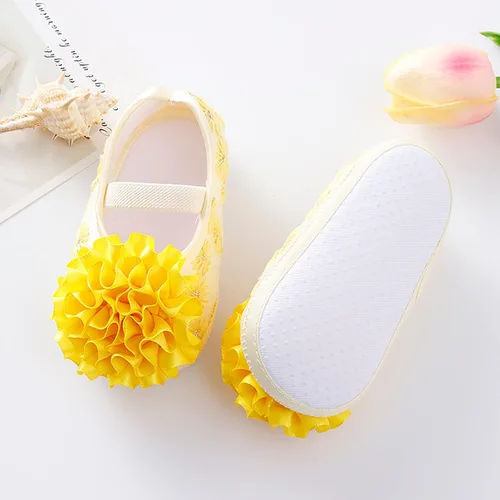Vista 6 de Zapatos de princesa con purpurina para damas de honor, suela suave, zapatos para cuna, zapatos para bebé, suela suave, floral