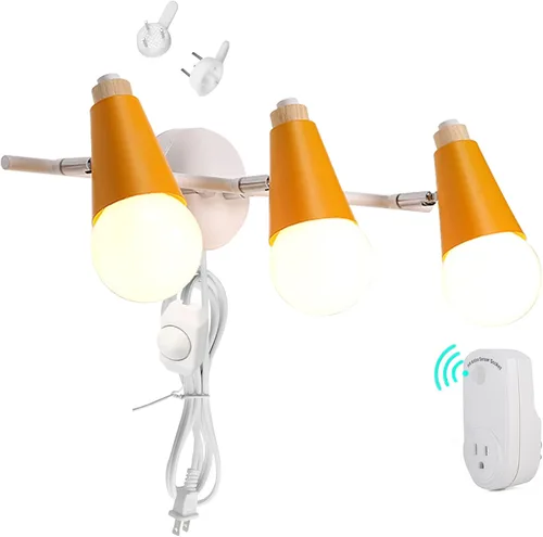 Vista 13 de Lámpara de pared ajustable de 3 cabezales sin taladrar, con interruptor de temporizador regulable, con certificación UL, de 5 pies, compatible