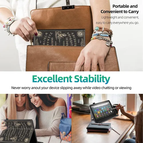 Vista 8 de Funda para tableta Amazon Fire HD 8 y Fire HD 8 Plus (10ª generación 2020 y 12ª generación 2022), funda plegable delgada con función de encendido