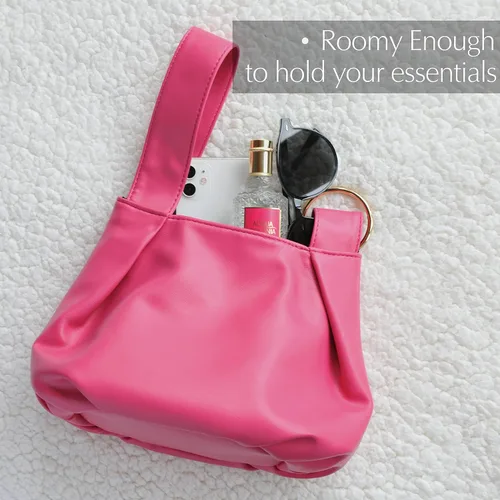 Vista 3 de Bolso de mano para mujer, de piel vegana, suave, con asa superior, bolso pequeño