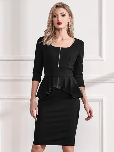 Vista 3 de Miusol - Vestido de mujer estilo retro con cuello cuadrado y volantes