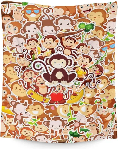 Vista 11 de Manta de mono para niñas pequeñas, tamaño de regazo de 30 x 40 pulgadas, manta de felpa suave y peluda para regalo, manta negra linda para cama, sofá