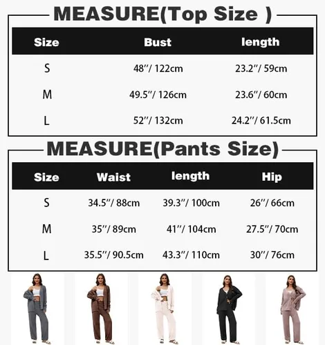 Vista 5 de Lauweion Women's Two Piece Sweater Sets Knit Open Front Cardigan and Wide Leg Pants Fall Lounge Outfits