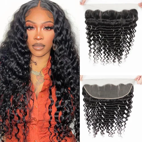 Vista 8 de CHEEON Frontal de encaje HD de 13 x 4 de 12 pulgadas, cabello humano brasileño ondulado con cierre frontal de encaje, 100% cabello humano virgen sin