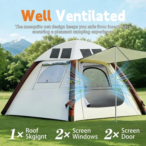 Vista 7 de Automatic Tents for Camping 4 Person with Rechargeable Device, Portable Carry 4000mm Waterproof & UV Protection Pop Up Tent, Easy Setup Instant