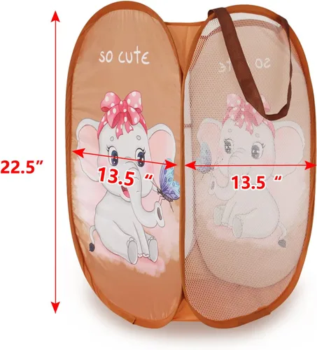 Vista 8 de Bolsa de almacenamiento de ropa sucia plegable tierna con imágenes (3)