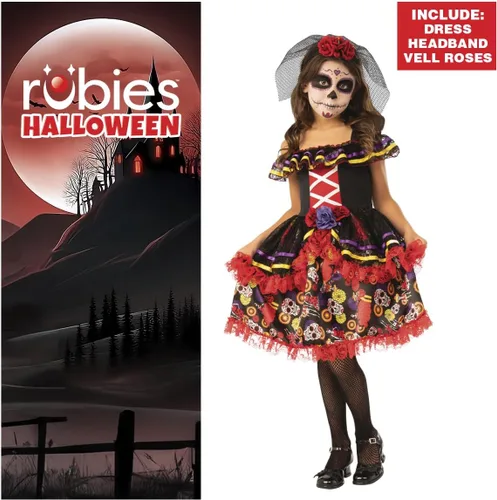 Vista 2 de Rubies Disfraz del Día de los Muertos para niña, talla M