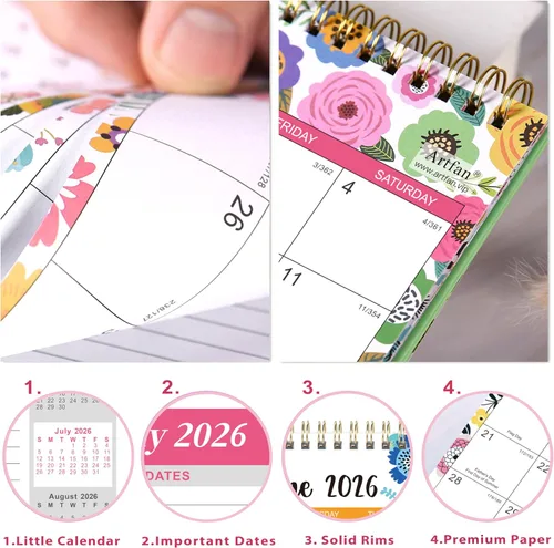 Vista 5 de Calendario de escritorio 2026-2027, calendario de escritorio 2026-2027, julio de 2026 a diciembre de 2027, 9.8 x 8.3 pulgadas, calendario superior