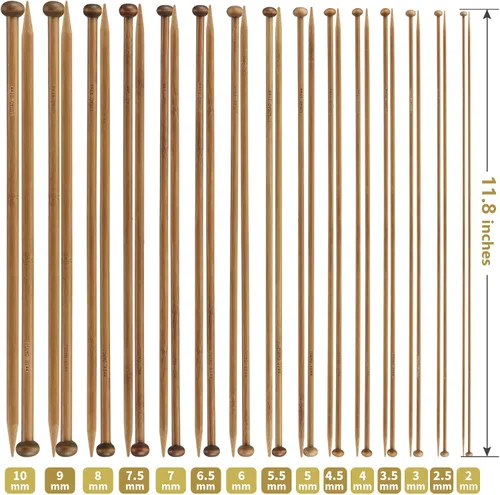 Vista 2 de LIHAO Juego de 30 piezas de agujas de tejer de bambú, agujas de tejer de madera, accesorios de kit de tejer para principiantes hechos a mano, de una