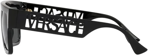Vista 2 de Versace Gafas de sol Hombre Havana Frame, Lentes Gris Oscuro, 53MM Negro