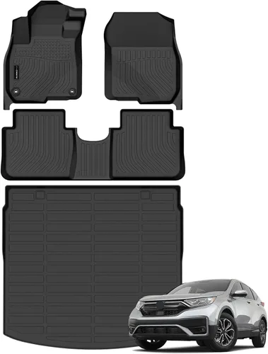Vista 43 de Auxko Alfombrillas para todo tipo de clima, tapete de carga con respaldo para Honda Pilot 8 pasajeros 2016-2022, forros de elastómero termoplástico