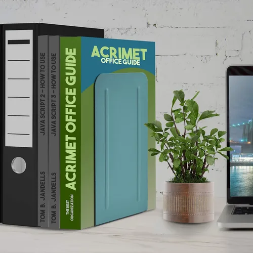 Vista 3 de Acrimet Sujetalibros para estantes, extremos de libros de metal de acero resistente, tapón antideslizante para libros, soporte para almacenamiento