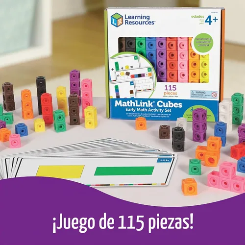 Vista 4 de Learning Resources MathLink Cubes Conjunto de Actividades de Matemáticas Tempranas - 115 Piezas, Edades 4+, Imprescindibles para el Aula