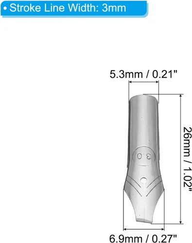 Vista 2 de PATIKIL Pluma estilográfica de repuesto de 0.118 pulgadas de ancho, paquete de 10 puntas de caligrafía de acero inoxidable 304 para dibujar