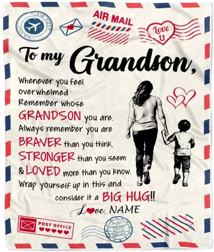 Vista 30 de Manta personalizada con texto en inglés «To My Grandson from Grandma Grandpa You Will Never Lose Lion Nison», manta de forro polar personalizada