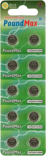 Vista 7 de PoundMax 10 x AG13 LR44 1.5 V Batería de botón de celda alcalina