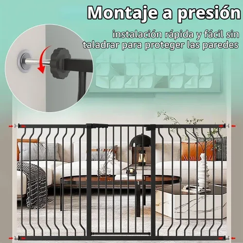 Vista 4 de ALLAIBB - Puerta para bebé extra alta de 40.55 pulgadas, 29.92-62.60 pulgadas de ancho, para mascotas, color blanco