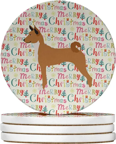 Vista 59 de AIDI Atlas Mountain Dog Merry Christmas - Posavasos grandes de piedra arenisca, paquete de 4