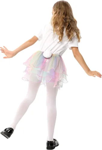 Vista 3 de KOJOOIN Girls Dress up Costume Layered Ballet Tulle Skirt Rainbow Princess Unicorn Birthday Tutu Party Skirt for Toddler 3-6Y