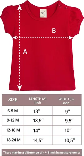 Vista 7 de Lilax Camiseta básica de manga corta abombada con cuello redondo para bebé niña