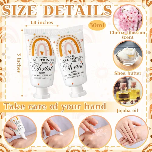 Vista 3 de Paquete de 50 lociones cristianas para manos, regalos a granel para mujeres, regalos para el Día de la Madre, mini loción de mano de viaje