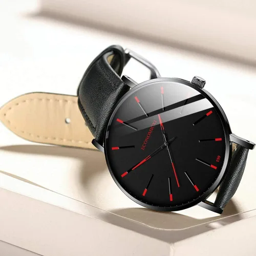 Vista 3 de COOKI - Reloj de pulsera de lujo para hombre, analógico, de cuarzo, casual, de acero inoxidable, con calendario, #NA