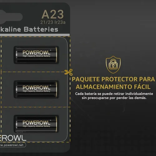 Vista 6 de POWEROWL Paquete de 6 baterías A23 de alta capacidad, alcalinas premium 21/23 23A 12V