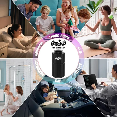 Vista 7 de Difusor inteligente sin agua, difusor sin agua para aceites esenciales con temporizador y 3 niveles de niebla, difusor de aceite esencial de Negro